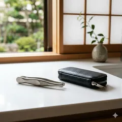 ステンレス製 鼻毛カッター エチケットカッター ケース付